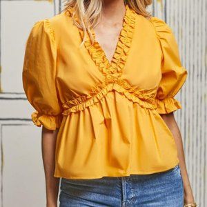 Hyacinth House by Tuckernuck Canary Ruffle Rela Blouse